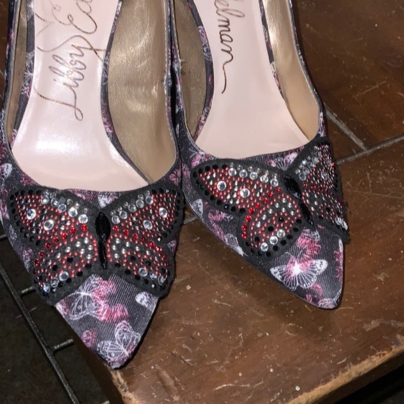 Libby Edelman Sequin Butterfly Heels 7.5 - Picture 5 of 5